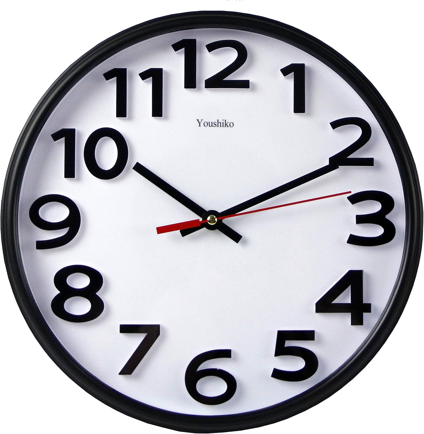 Youshiko Stylish Black & White Bold 3D Classic Quartz Large 12" Wall