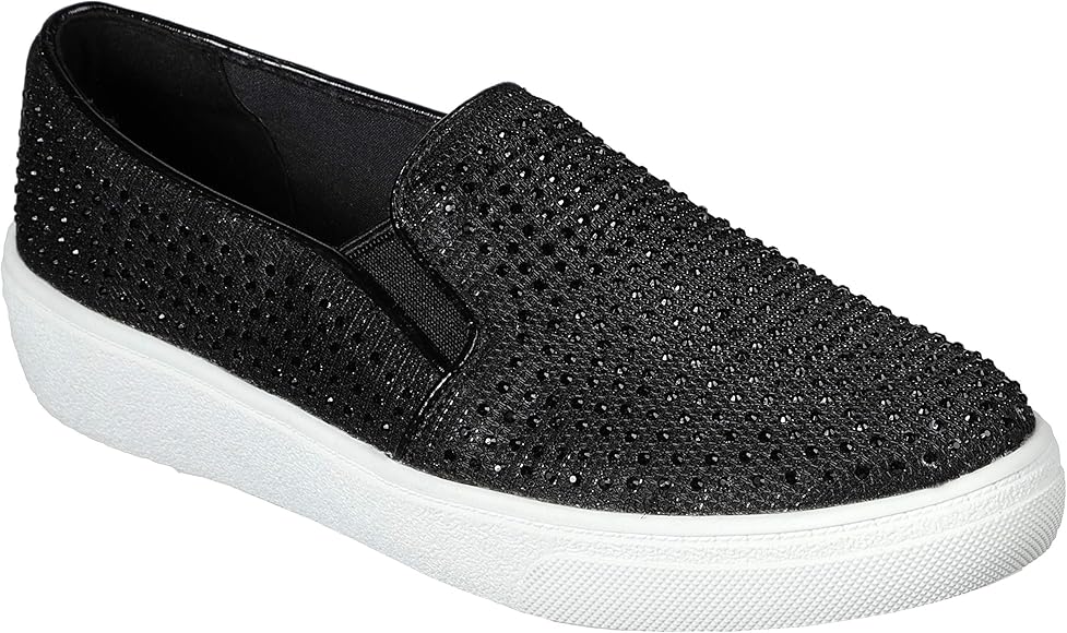 skechers womens black slip on sneakers