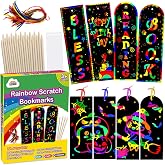 ZMLM Rainbow Scratch Paper Art Bookmarks for Kids Party Favors 36 Pack | Birthday Classroom Gifts Bulk,Goodie Bag Stuffers,Magic Scratch DIY Bookmarks Making Kit,Art Crafts for Boys Girls Ages 4-12