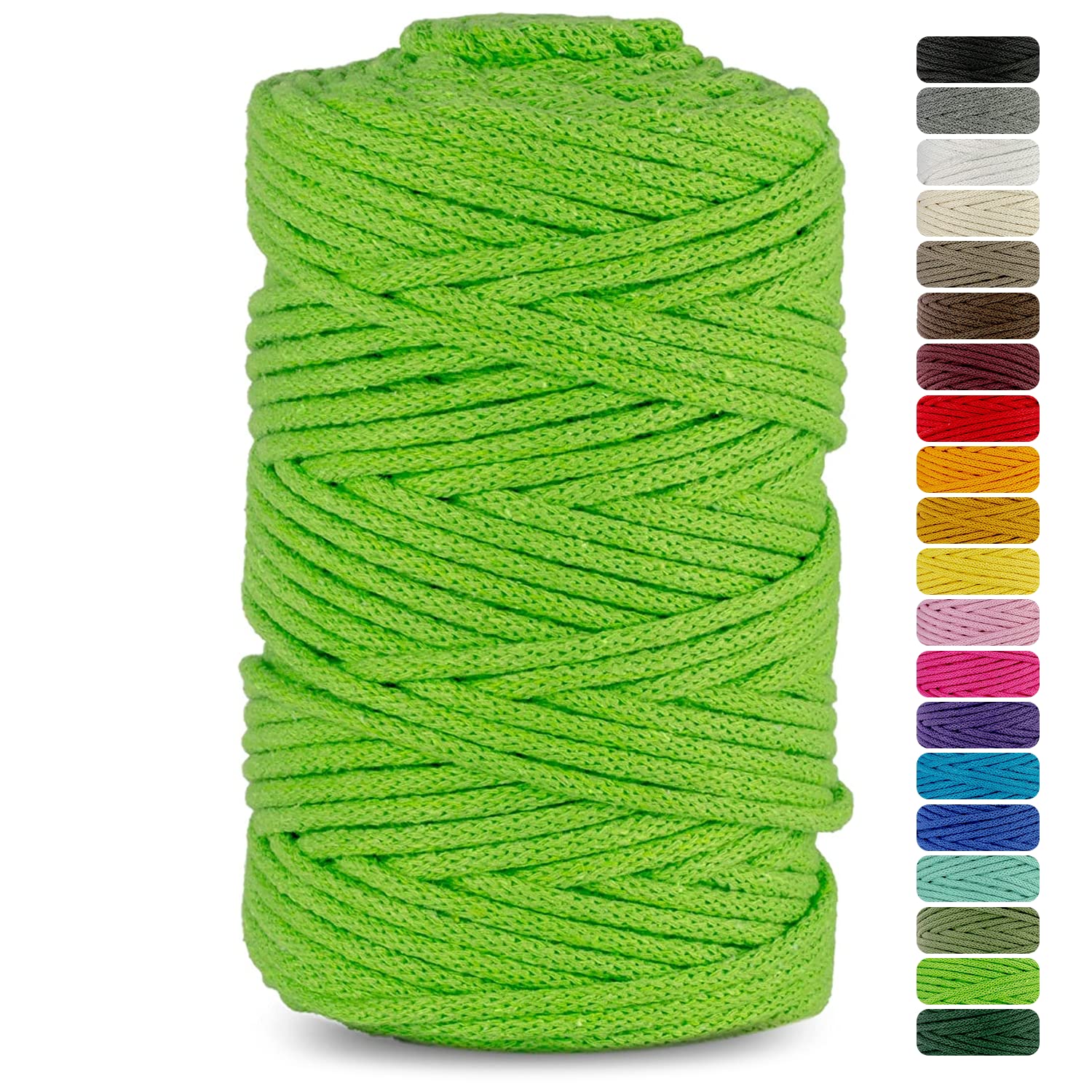 Netuno 1x Macrame Cord Braided Macramé Yarn Light Green 5 mm x 100 m 0,2 inch x 3 937 inch Natural Twine String Cotton Cord Ideal Project Hanging Baskets DIY Handbags Decoration