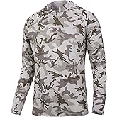 FISHEAL UPF 50+ Mens Fishing Shirts with Hood, Long Sleeve Sun Protection Hunting Shirt, Lightweight Camo Shirt for Hiking