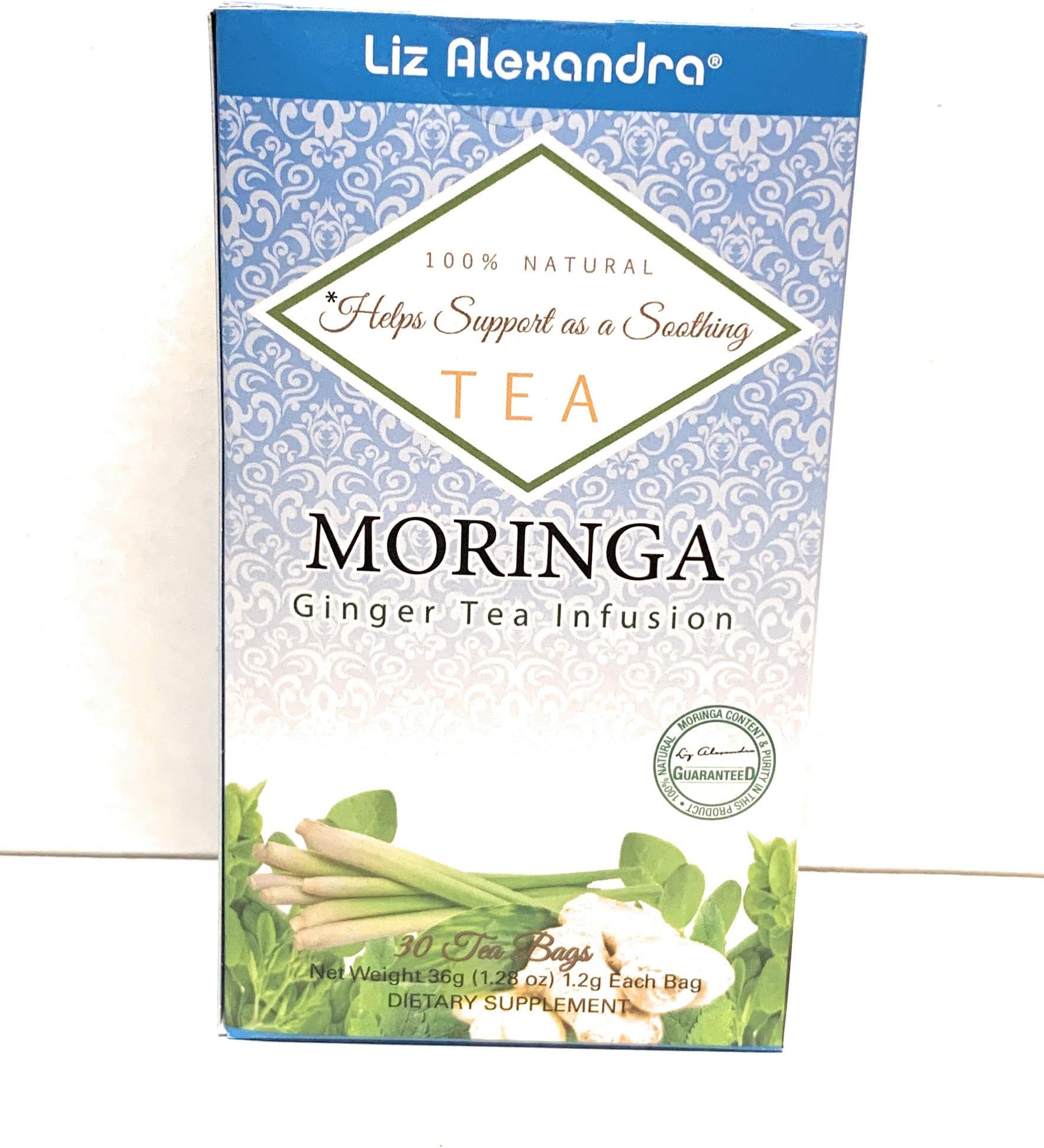 Ginger Tea Infusion with Moringa (Helps Support as a Soothing) 100% NATURAL 30 Tea bags