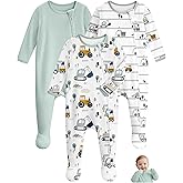 Unnivoll Baby Pajamas 100% Cotton Baby Sleepers for Newborn 0-3 3-6 6-9 Months 3Pcs Footie Pajamas Baby Boys Girls Clothes
