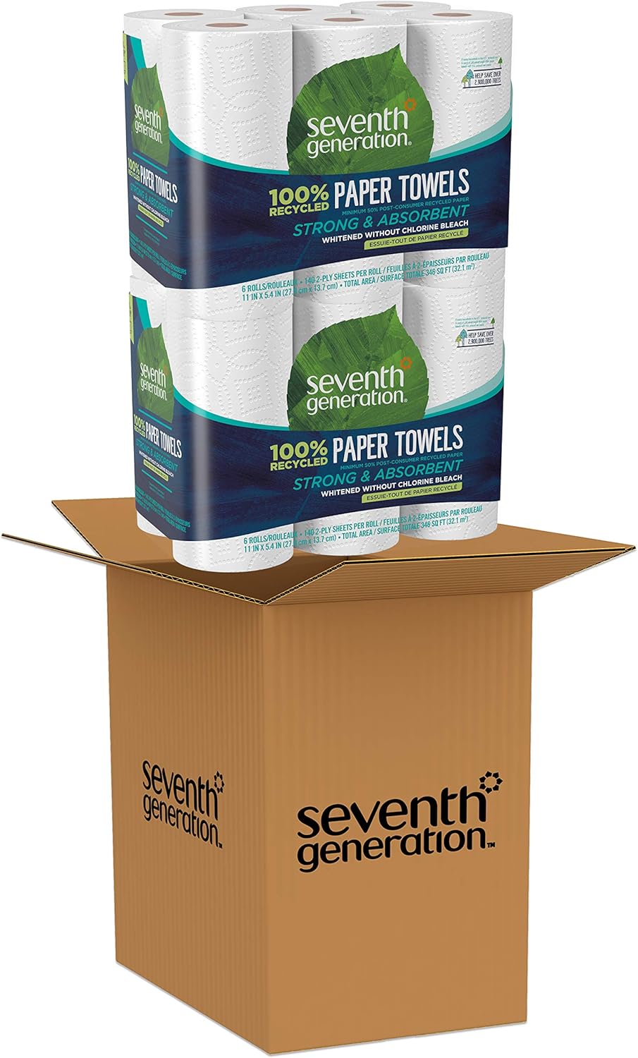 Seventh Generation Paper Towels, 100% Recycled Paper, 2-ply, 6 Roll, 2 Pack (12 Rolls): Health & Personal Care