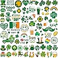 Zeecdatoo 23 Sheets Large Glitter St. Patrick's Day Tattoos Accessories, 100+ Pcs Glitter Lucky Clover Shamrock Temporary Tattoos, Glitter Body Jewelry Irish Parade Party Favors Decorations