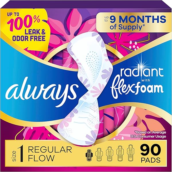 Amazon.com: Always Radiant Teen Pads, Size 4, Overnight, with