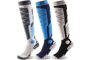Supertrip 3 Pairs Merino Wool Ski Socks for Womens Mens, Thermal Winter Warm Knee High Socks for Skiing Snowboarding