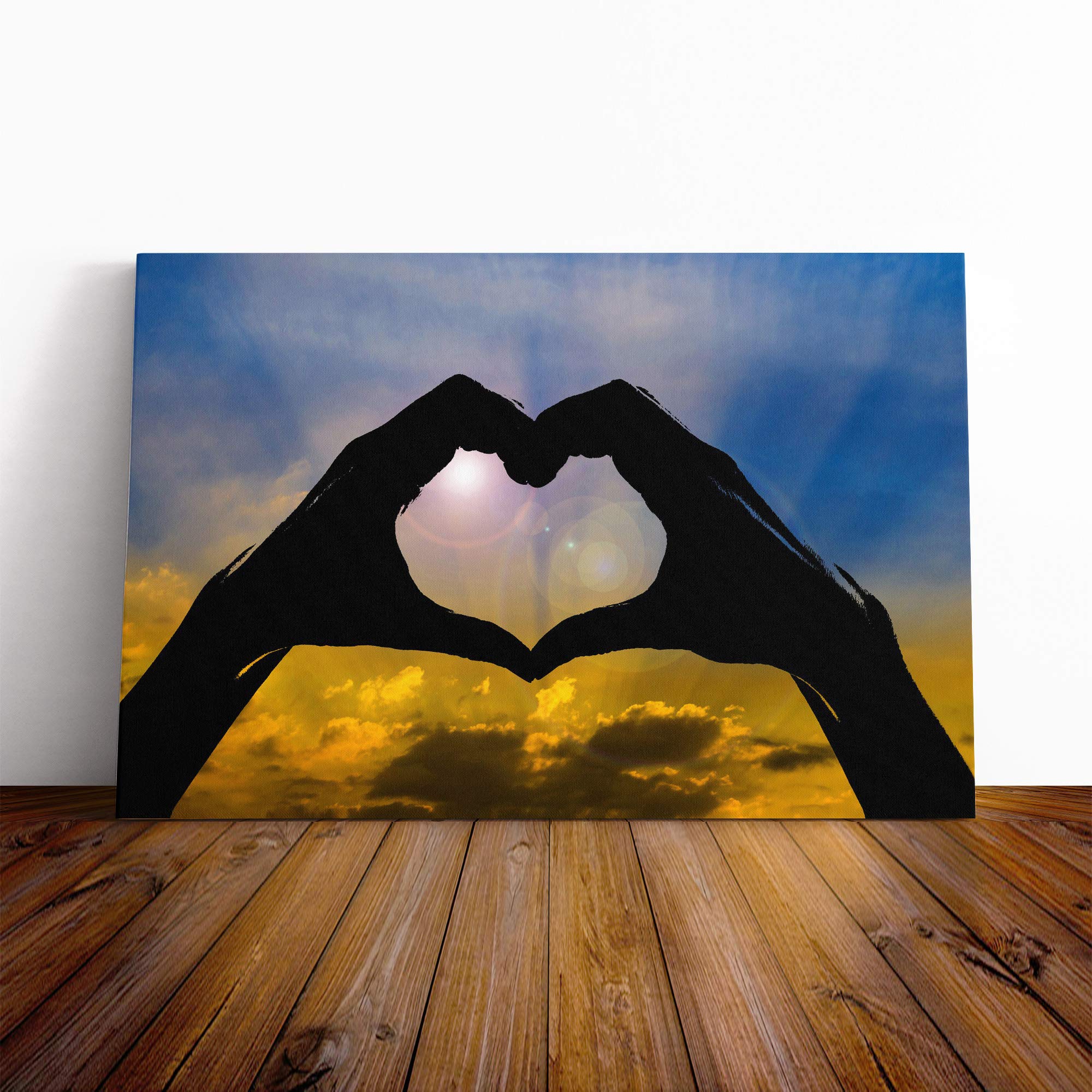 Heart and Clouds Canvas Print | Gallery Wrapped 30mm Frame Wall Art | 20x14 inches | Ready to Hang | Modern Picture | Living Room Bedroom Lounge Office