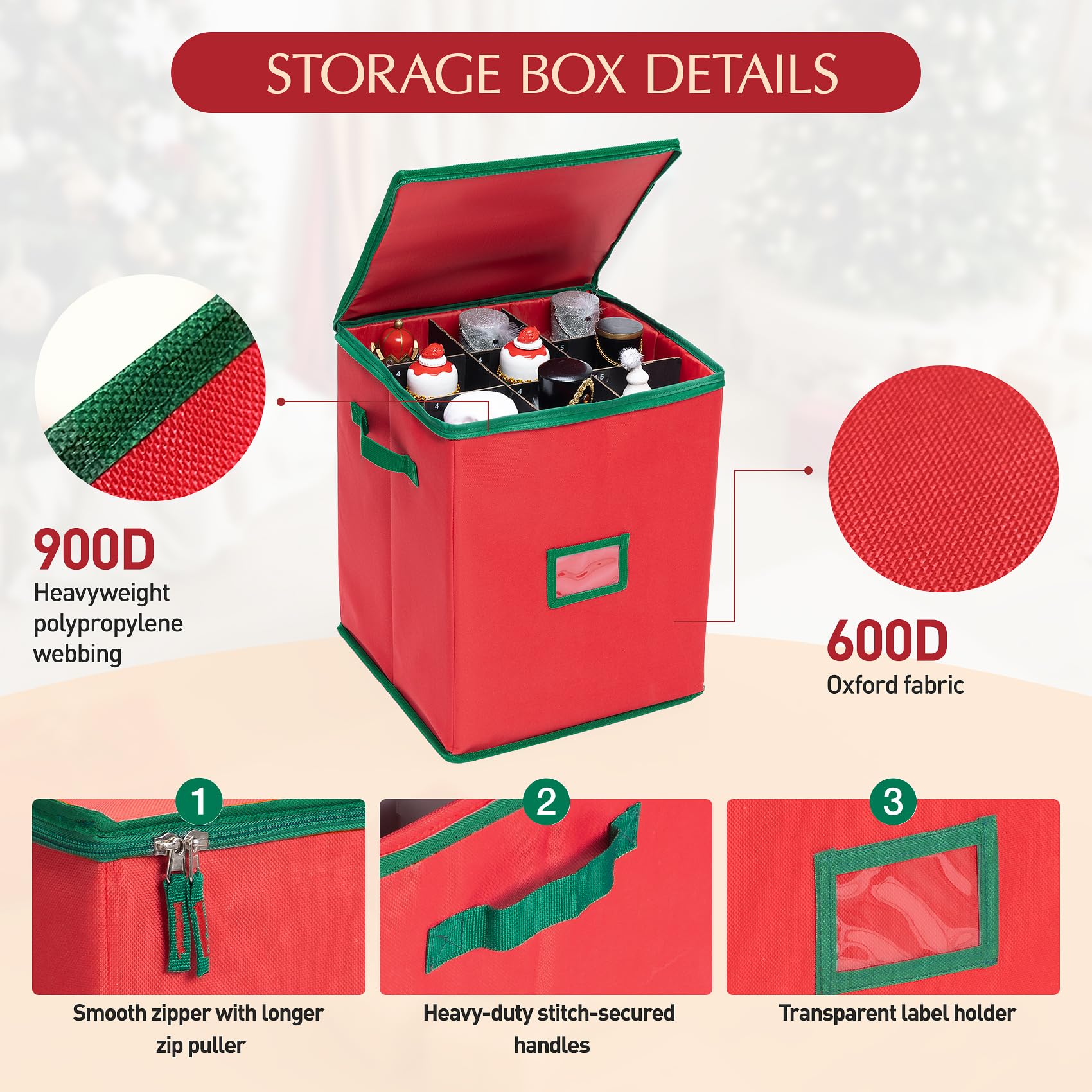 Ciseret Christmas Ornament Storage Box Containers Holiday Decoration...