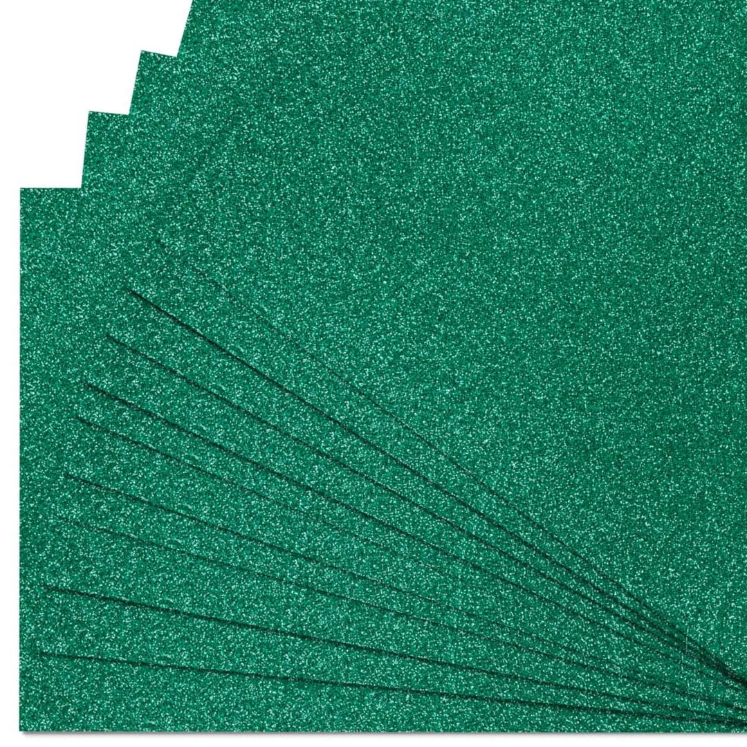 Springboard A4 Glitter Card Sheets - 230gsm Non-Shed Cardstock for Card Making - Compatible With Die-Cutting Machines - Sparkly Craft Supplies - 10-Pack - Green