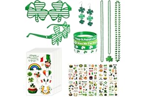 SHEHARUHI 21 PCS St Patricks Day Accessories Party Favors Set Irish St Patricks Day Earrings Shamrock Decorations Glasses Nec