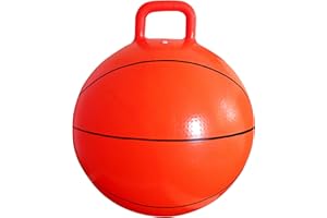 AppleRound Space Hopper Ball with Pump in Basketball Style, 15in / 38cm Diameter for Children Ages 3-6, Kangaroo Bouncer, Hoppity Hippity Hopball, Sit-on Bouncy Ball with Handle