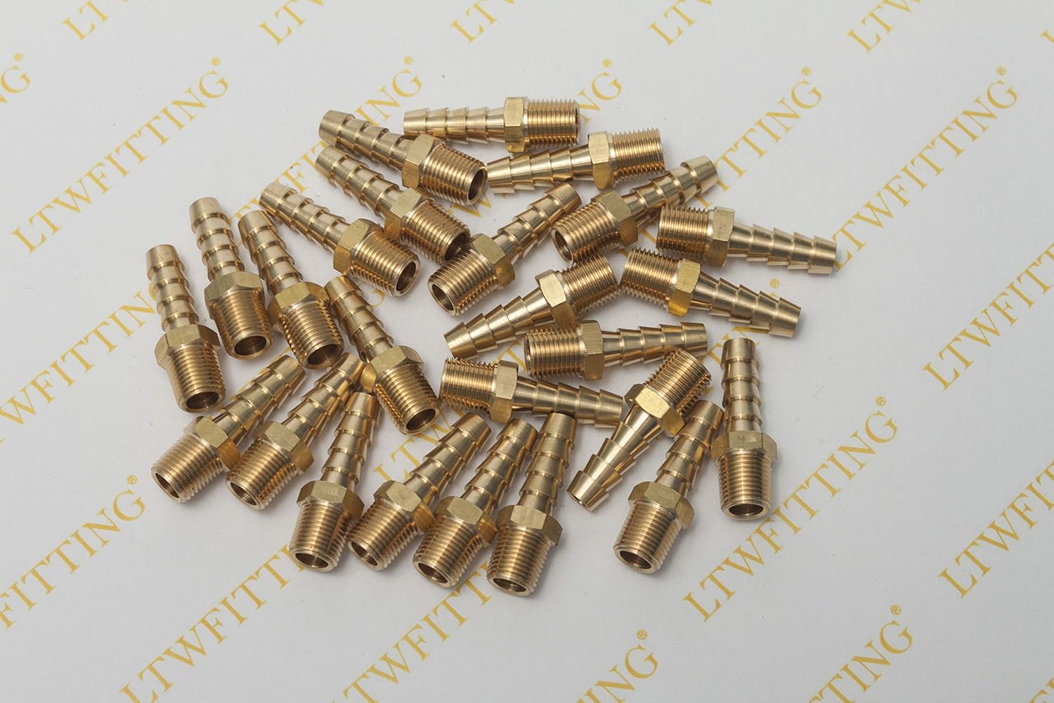 LTWFITTING Brass 1/8-Inch Male BSPT x 6mm Hose Barb Coupler Adapter Fitting for Vehicle Fuel System HVAC System (Pack of 25) - Image 3