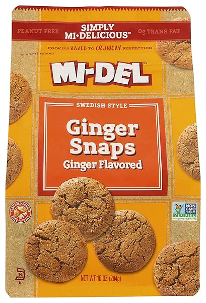 MI-DEL COOKIES GINGER FLAVORED SNAPS – NON GMO CERTIFIED, 0G TRANS FAT SWEDISH GINGER SNAPS COOKIES OLD FASHIONED (PACK OF 1)