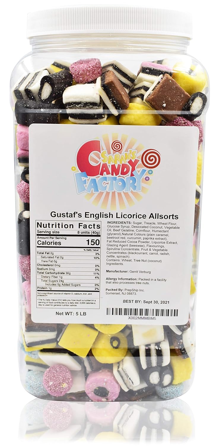 Gustaf's English Licorice Allsorts in Jar, 5 Lbs Grocery & Gourmet Food