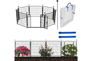 ADAVIN Garden Fencing 36 Inch High, Low Threshold Door, 8 Panels Total 17.7 Ft(L) Tall Garden Fence, Dog Fence Outdoor for Yard, Outdoor or Indoor Dog Playpen, Anti Dig Fence Barrier