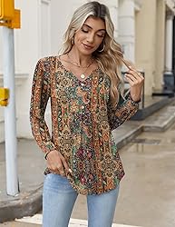 Zeagoo Boho Tops for Women Floral Blouse Dressy