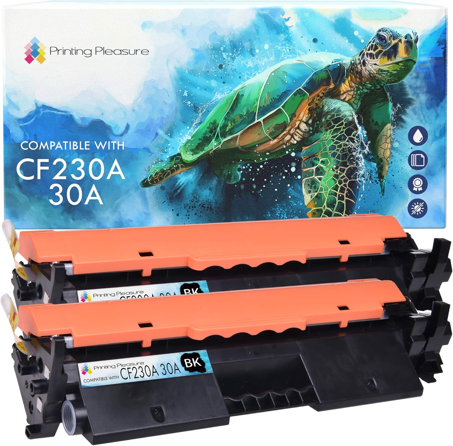 Printing Pleasure 2 Compatible CF230A 30A Toner Cartridges with CHIP for HP LaserJet Pro MFP M227d M227fdn M227fdw M227sdn