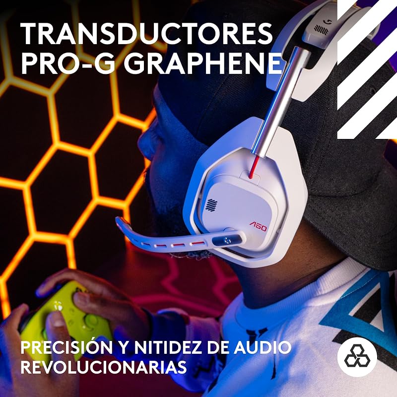 Logitech g astro a50 lightspeed gaming headset wireless + estação base (gen 5), pro-g graphene, alternar entre 3 sistemas, usb-c para xbox, ps5, pc/mac ou nintendo switch, bluetooth - preto
