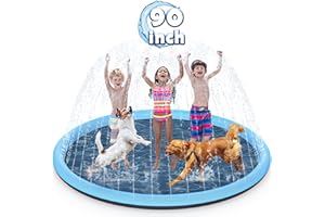 90" Splash Pad, BerrysParadise Outdoor Sprinkler Play Mat Toys for Dogs and Kids Water Toys, Inflatable Wading Pool Extra Large Thicker Thickness Summer Funny Toys for 3-12 Years Old Children and Dogs