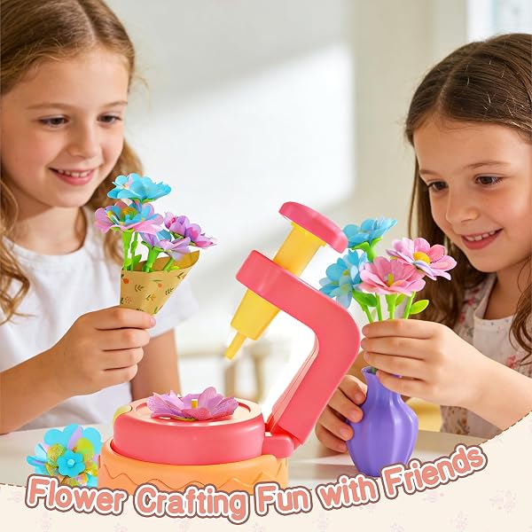 KEGOZ FLOWER MAKING MACHINE FOR KIDS, DIY FLOWER CRAFT KIT WITH FLOWER MAKER, ARTS AND CRAFTS FOR GIRLS AGES 4-6-8, BIRTHDAY EASTER GIFTS FOR 4 5 6 7 8 9 YEAR OLD GIRLS, KIDS DIY BOUQUET MAKING TOY