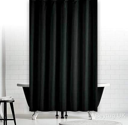 Plain Black Fabric Shower Curtain Extra Wide And Long Wide 240 X