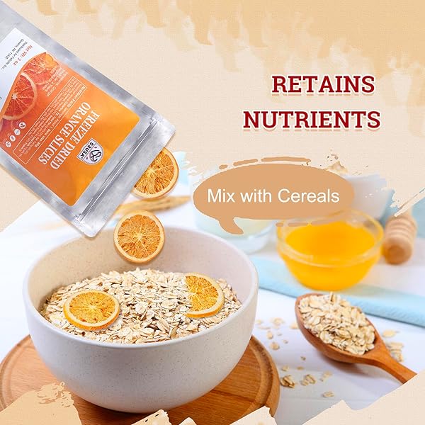52USA FREEZE DRIED ORANGE SLICES, 3OZ (85G), DEHYDRATED ORANGE SLICES, ALL NATURAL, NO ADDITIVES, NO SUGAR ADDED, DRIED FRUIT FOR COCKTAILS, SNACKING, BAKING & GARNISHING