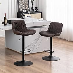 YOUTASTE Brown Bar Stools Set of 2 Adjustable