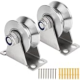 Groove Pulley Wheel for Rope Wall Mounted 2 Pack Stainless Steel Super Silent Cable Pullys Wheels System V Type Blocks Rollers Detachable Duplex Bearing for Gym Equipment Sliding Gate (with Screws)