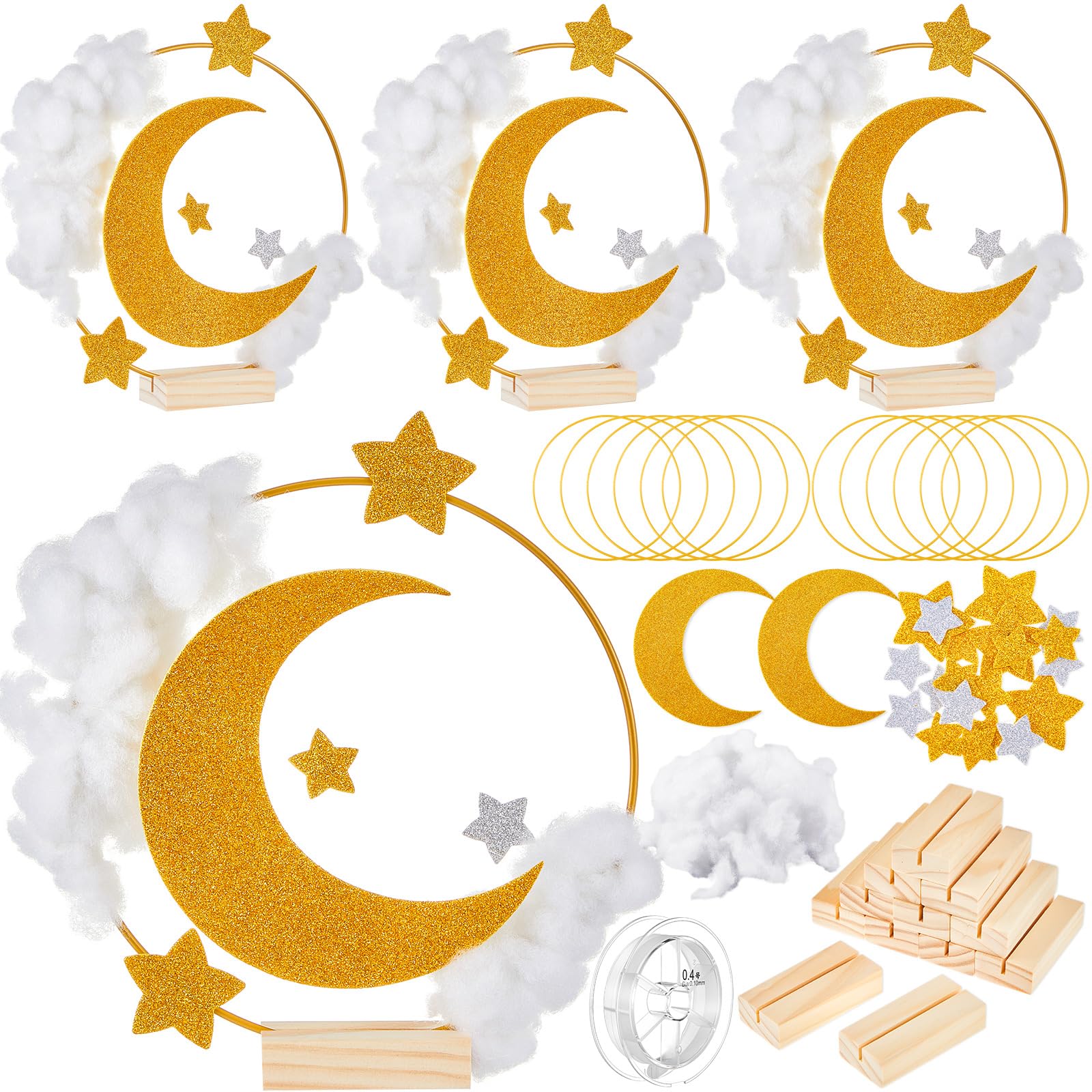 Photo 1 of Otoolling 12 Sets Twinkle Twinkle Little Star Table Centerpieces DIY Moon and Stars Baby Shower Decorations Light Star Cloud Decor for Cute Star Table Toppers Birthday Party Crafts DIY