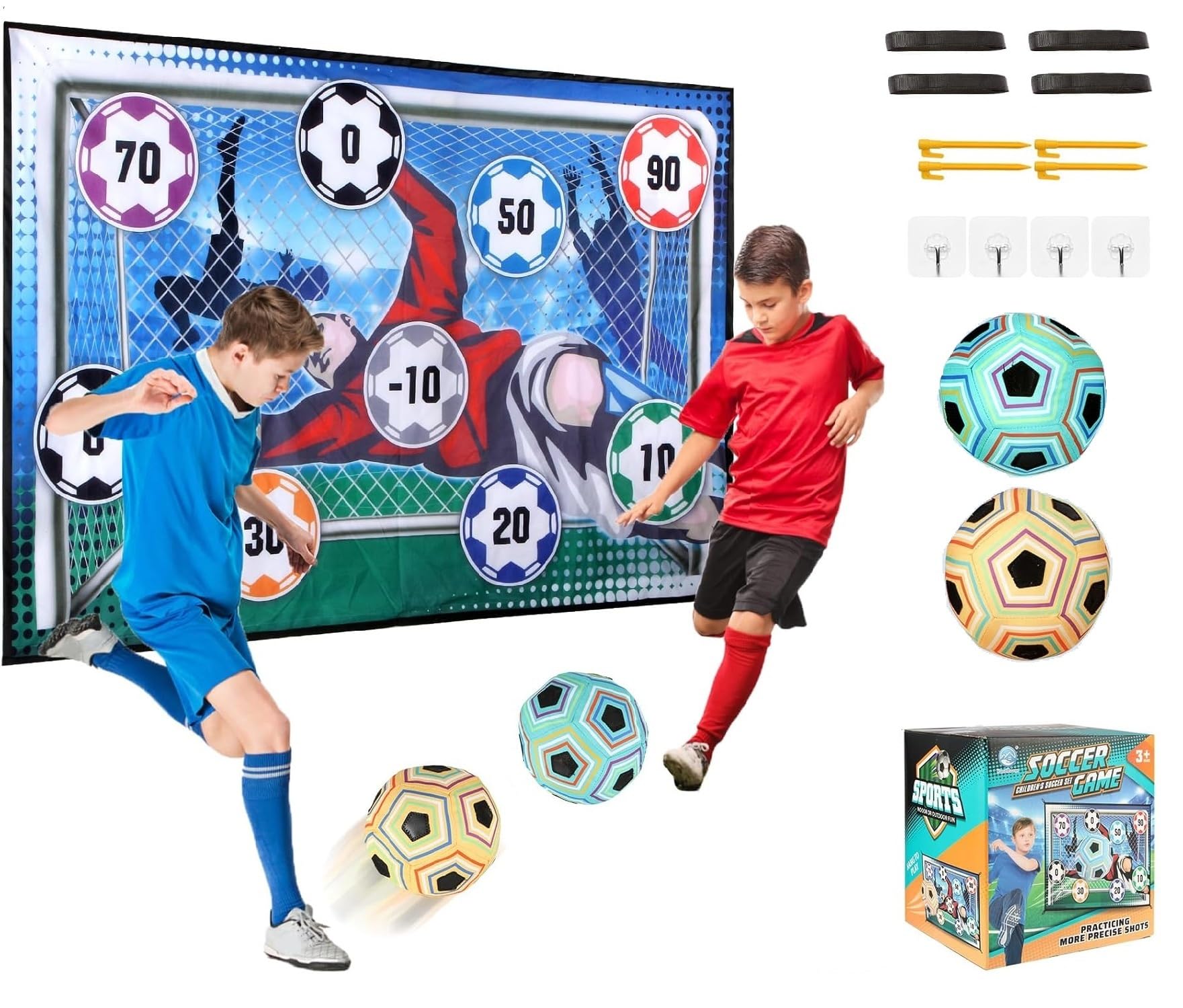 iFunLong Soccer Ball Game Set for Kids, Indoor Outdoor Sports Toy with Foldable Flannel Goals,,Birthday for 3 4 5 6 7 8 Year Old Boys Girls Sport Toy