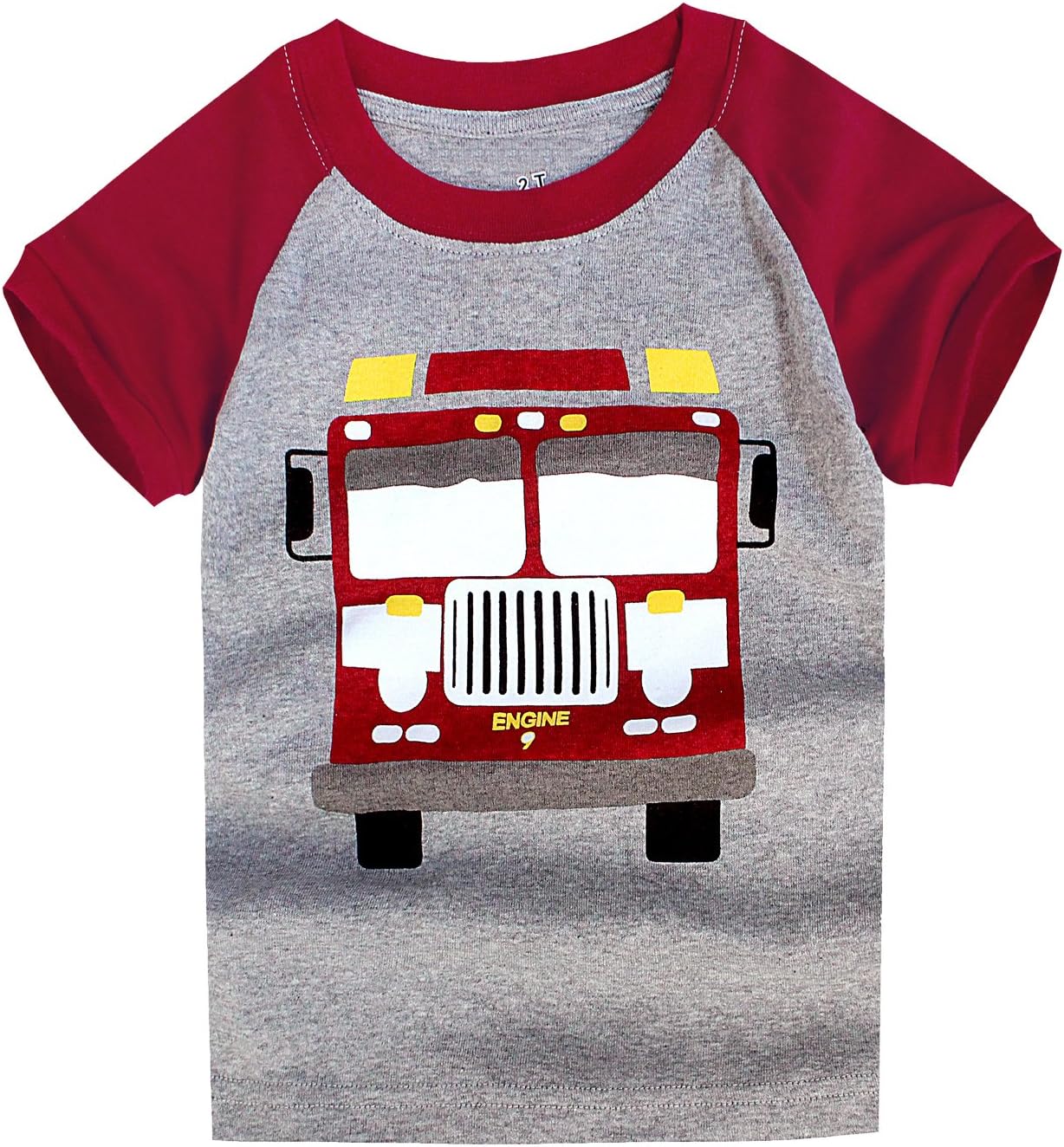 Sladatona Little Boys Short Sleeve Fire Truck Tee Cotton Toddler/Infant Kids Casual T-Shirt 3t