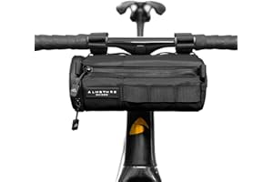 ALMSTHRE Compact Bar Bag – Midnight Black | Hard-Shell Bike Handlebar Bag with Waterproof Zipper & Adjustable Straps | Lightweight Bicycle Handlebar Bag, Compatible with Road, Gravel & MTB Bikes