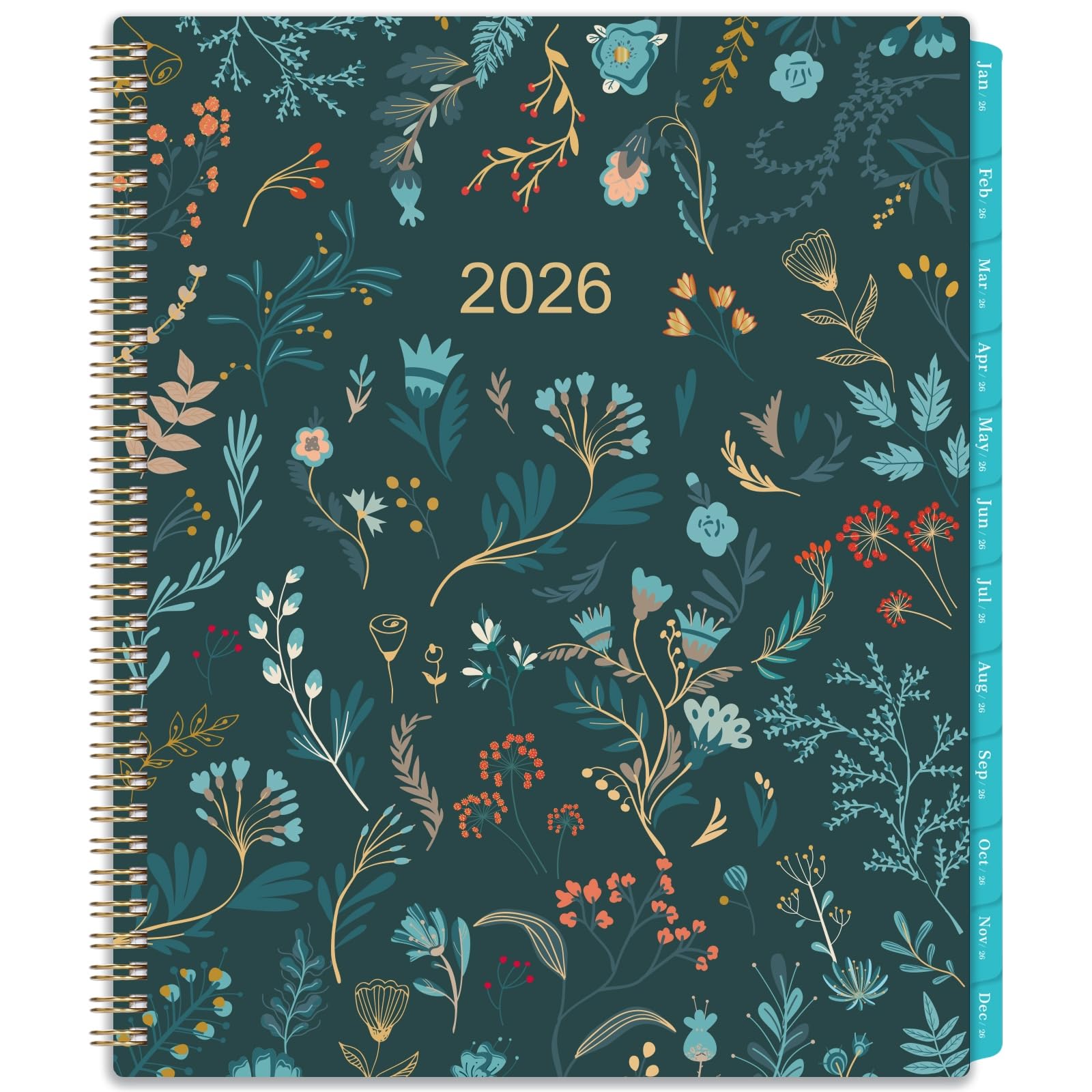 Photo 1 of 2026 Monthly Planner - 2026 Planner, Monthly Calendar 2026, Jan. 2026 - Dec. 2026, 9" x 11", 12 Month with Tabs & Pocket, Flexible Cover, Twin-Wire Binding, Thick Paper - Green