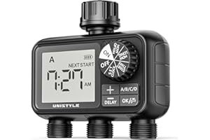 [2026 Upgrade] 3 Zone Sprinkler Timer, Unistyle Programmable Water Timer for Garden Hose, 3 Outlets Hose Timers with Manual Irrigation Timers for Yard and Lawn Patio