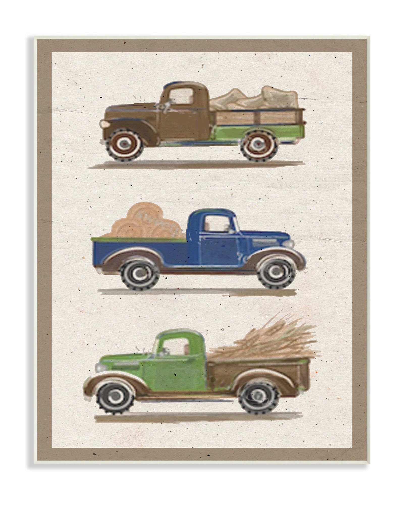 Stupell Industries Vintage Tractor Illustration Wall Plaque Art, 10 x 0.5 x 15, Proudly Made in USA