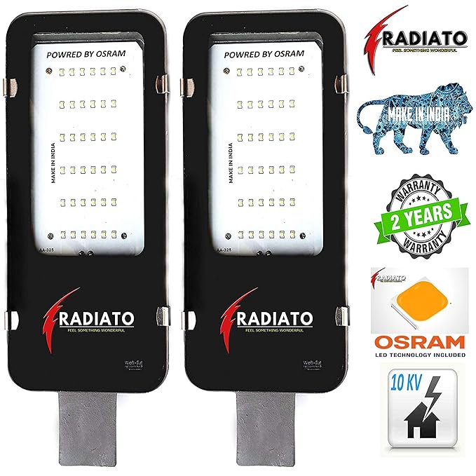 Radiato A.C Led Street Light SMD (White, Waterproof IP65) Pack of 2. (36.00)