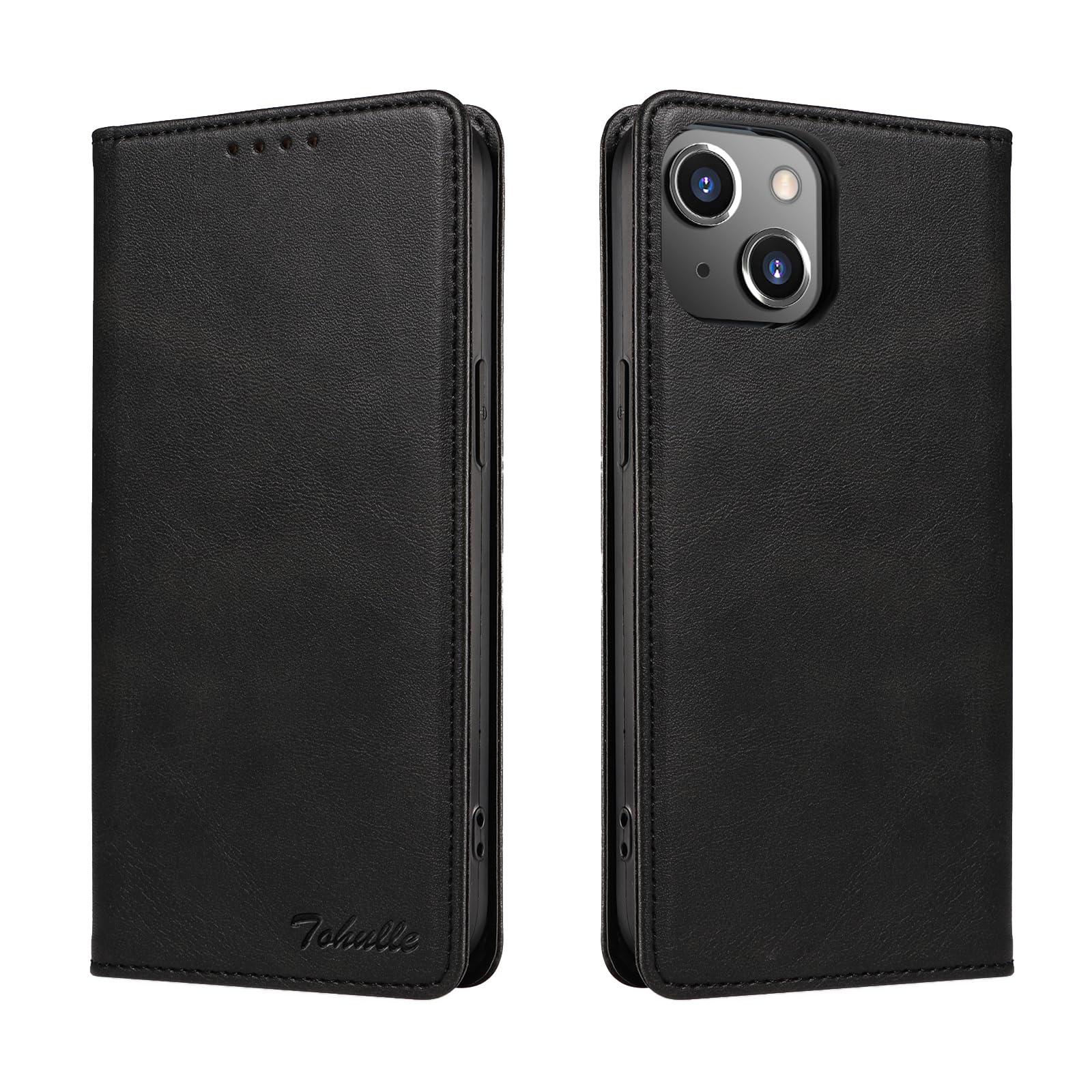 TOHULLE Case for iPhone 13 Mini, Premium PU Leather Wallet Case with Card Holder Kickstand Built-in Magnetic Closure Flip Folio Phone Cover for iPhone 13 Mini - Black — image 1