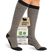 Iambamboo Merino Wool Compression Socks for Women Men, 15-20 mmHg Knee High Socks for Flying, Travel, Running