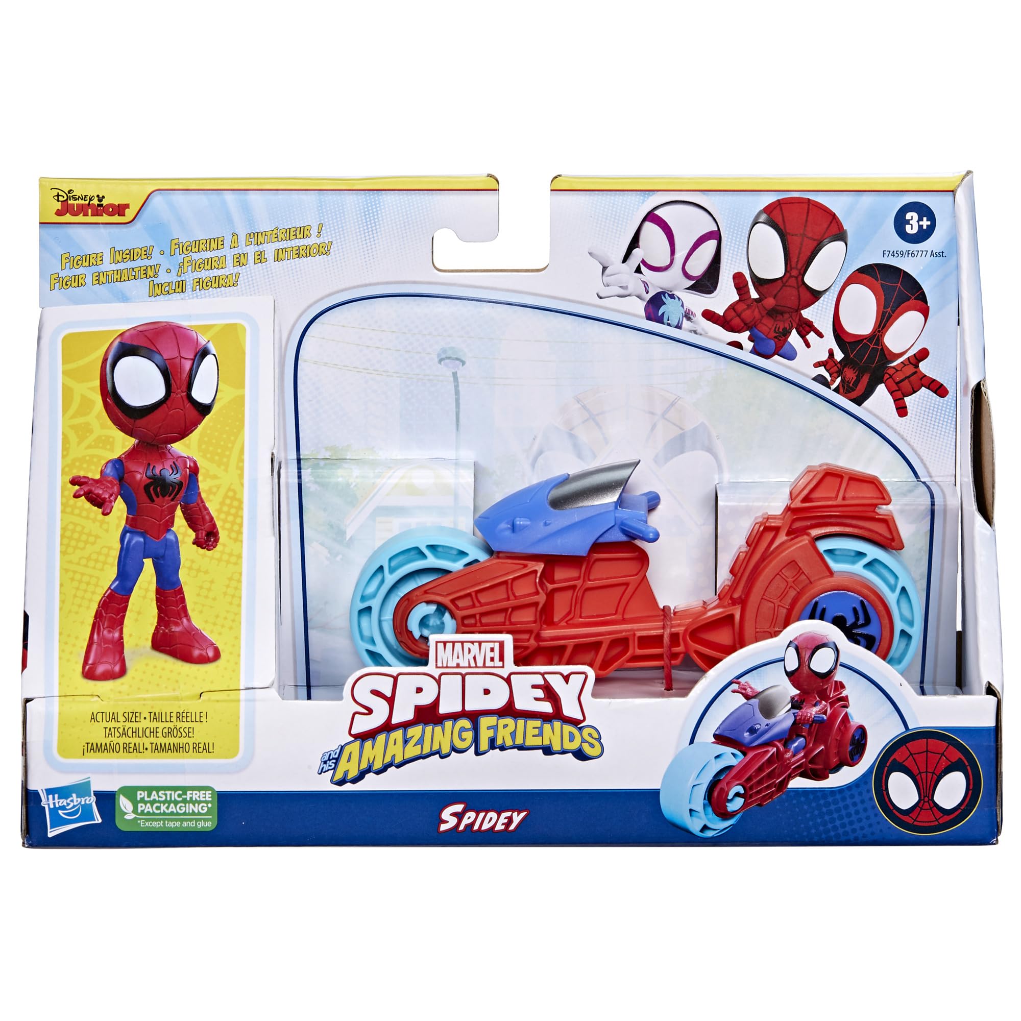 Hasbro Marvel Spidey and His Amazing Friends, Spidey Action Figure with Toy Motorcycle, Preschool Toys for 3 Year Old Boys and Girls and Up