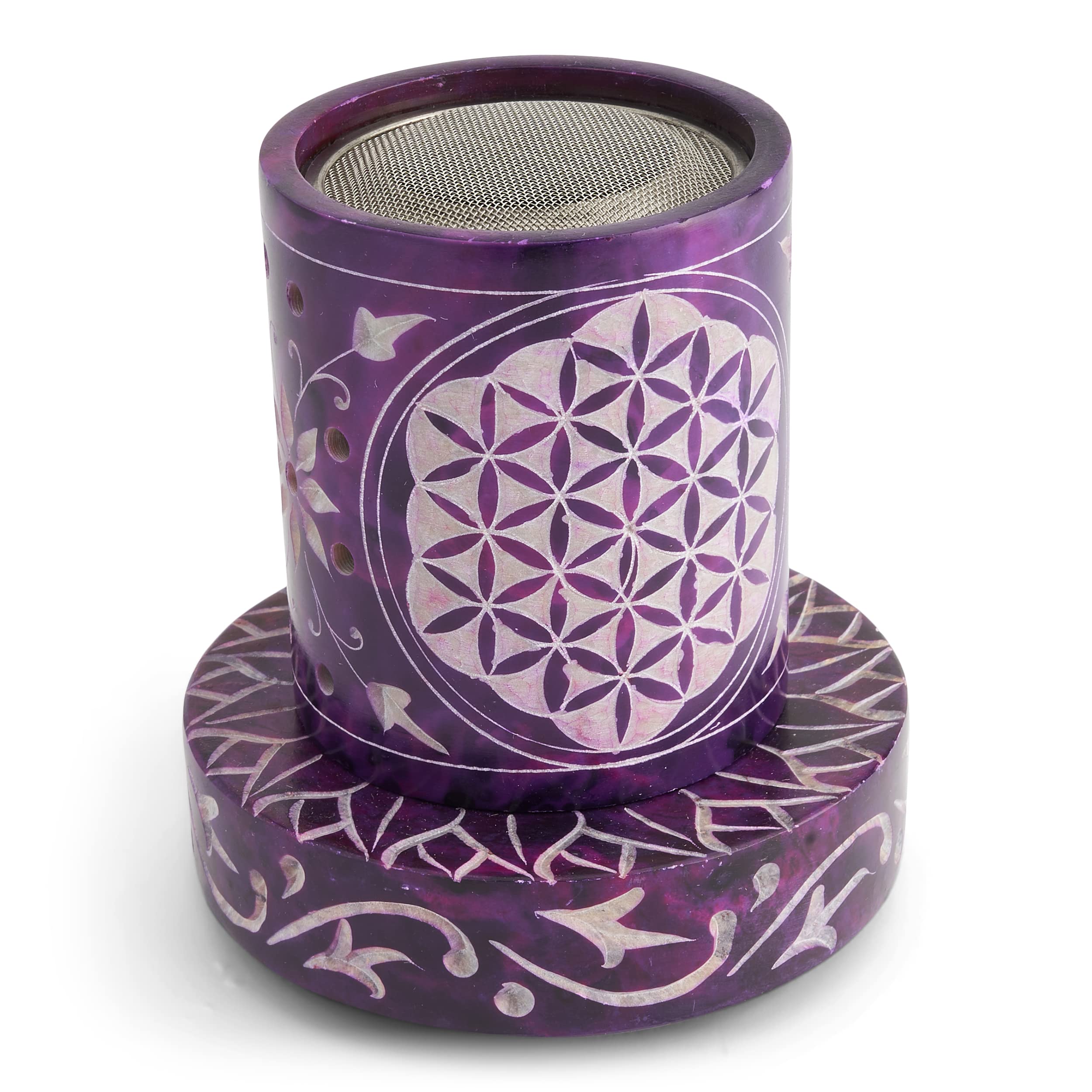 NKlaus Ø9,5cm soapstone incense burner purple with sieve incense burner for tealight 39172