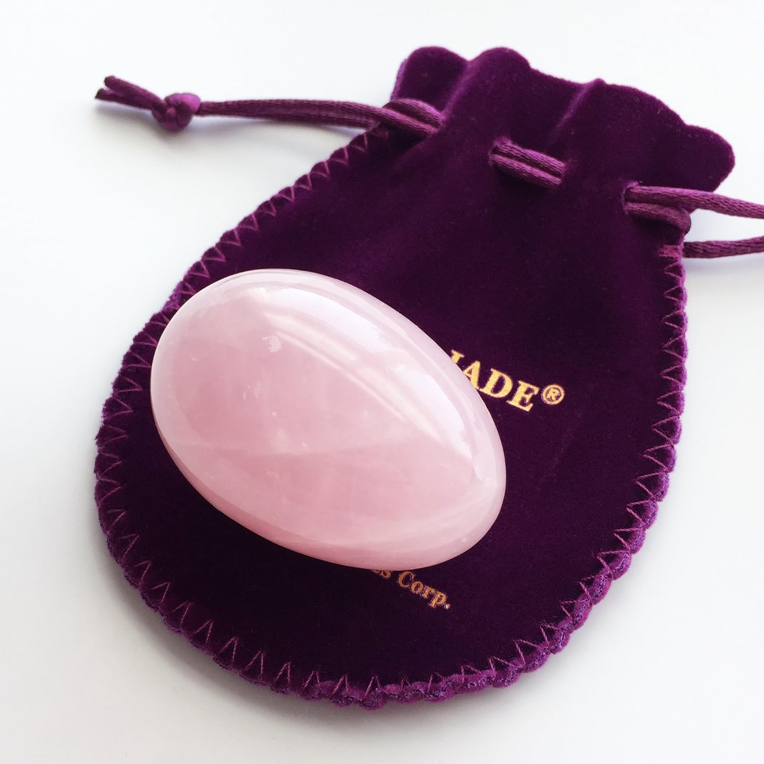 Yoni Egg of Rose Quartz, Drilled, Large, with Certificate and Instructions, Pink Stone - Image 4