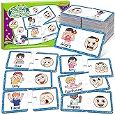 Kasfalci Feelings & Emotions Puzzle Cards,Feelings Chart Toys for Kids,Social Emotional Learning Activities,Speech Therapy Ga