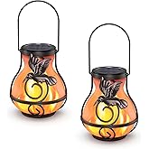2 Pack Solar Lanterns Outdoor Waterproof, Hanging Hummingbird Flickering Flame Light Garden Decor Hanging Lights Decorative for Outside Patio Pathway Yard Christmas Birthday Gifts