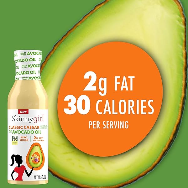 SKINNYGIRL SUGAR FREE GLUTEN FREE AVOCADO OIL SALAD DRESSING, CREAMY CAESAR, 11.5 OUNCE