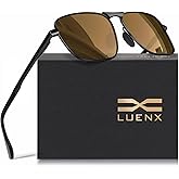 LUENX Rectangular Polarized Aviator Sunglasses for Men Retro Pilot Shades Driving UV400 Protection