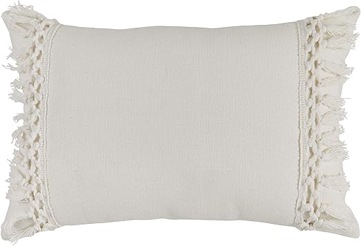 Amazon Com Rivet Modern Macrame Fringe Lumbar Throw Pillow 18 X
