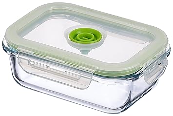 Vacuumsaver Tupper al Vacío Rectangular, Transparente y Verde, 11x5.75x15 cm