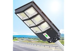 A-ZONE 300W Solar Street Lights Outdoor Waterproof, 6500K 30000LM Outdoor LED Street Light Dusk to Dawn, LED Wide Angle Lamp with Motion Sensor and Remote Control, for Parking Lot, Yard, etc.