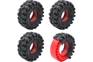 HOPLEX Super Large Soft 1.0 Inch Tire 57 * 25mm Muddy Swamp Tire with Red Silicone Rubber Inserts for TRX4M SCX24 1/18 1/24 RC Crawler Car Upgrade